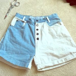 two toned vintage high waist shorts